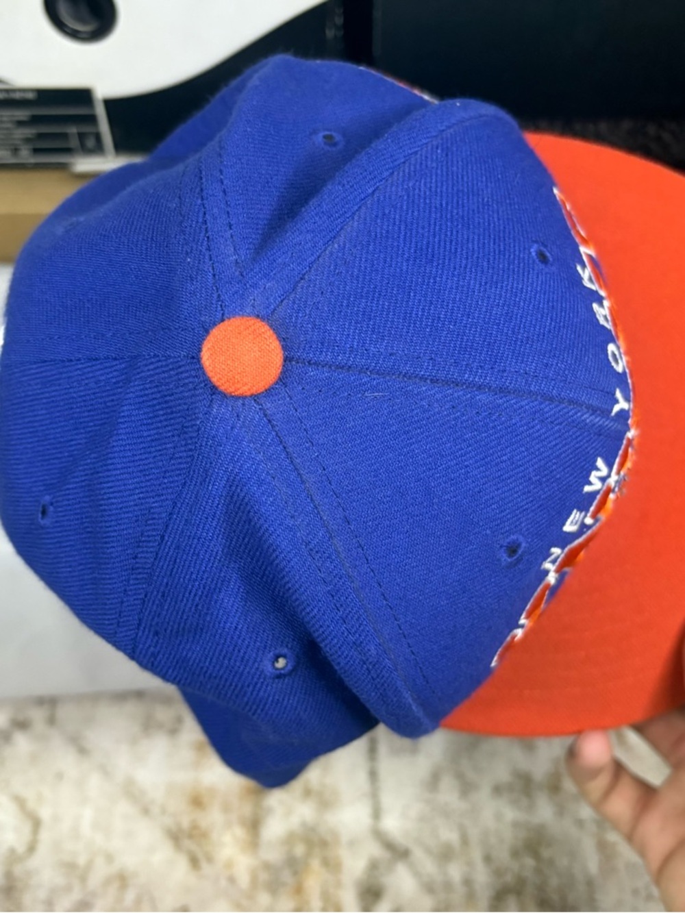 Mitchell Ness New York KNICKS Basic Basketball NBA Snapback Hat Blue Orange - Picture 6 of 11